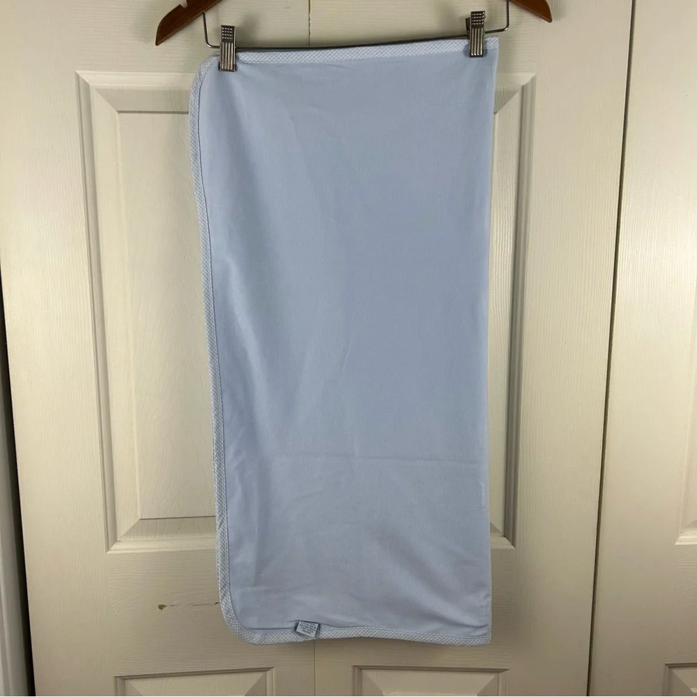 RN 59478 Teddy Bear Hot Air Balloon Hooded Towel Blanket Blue Gingham Plaid